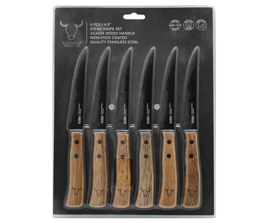 WAYU: Set cuchillos madera acacia